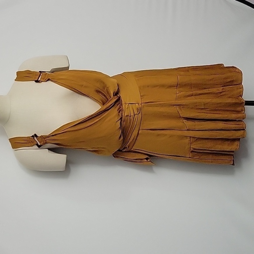 New Free People Zuri Bronze Bodysuit with Matching Wrap Skirt Size Large Bronze